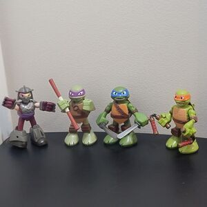 2014 Viacom 6.5" Teenage Mutant Ninja Turtles TMNT Talking‎ Interactive Lot of 4